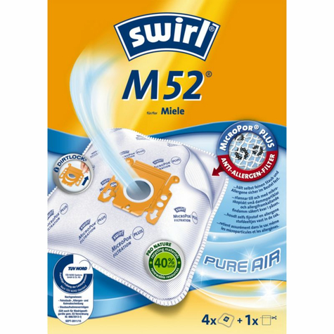 swirl m 52 micropor plus σακούλα για ηλεκτρική σκούπα (πακέτο 4 τεμαχίων)