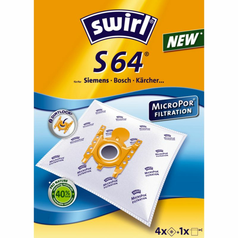 σακούλα για ηλεκτρική σκούπα swirl s 64 micropor (πακέτο των 4)