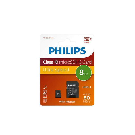 philips microsdhc 8gb cl10 80mb/s uhs-i +προσαρμογέας λιανικής πώλησης