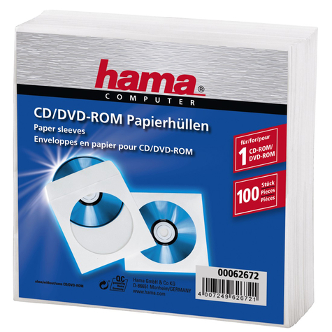 hama 00062672 - προστατευτικό κάλυμμα - 1 δίσκος - λευκό - χαρτί - 120 mm - ανθεκτικό στις γρατσουνιές