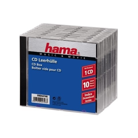 hama cd jewel case standard - πακέτο 10 - 1 δίσκος - διάφανο
