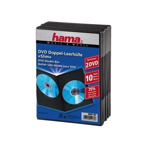 hama dvd slim double-box 10 - μαύρο - 2 δίσκοι - μαύρο