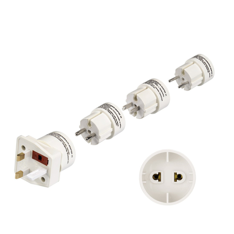 hama universal ii travel adapter plug set - universal - type c (euro plug) - λευκό - αρσενικό βύσμα / θηλυκό βύσμα