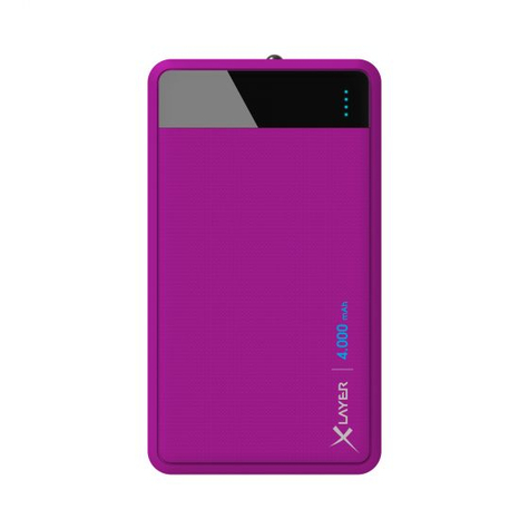 xlayer colour line - μωβ - κινητό/ smartphone - tablet - ορθογώνιο - πολυμερές λιθίου (lipo) - 4000 mah - usb