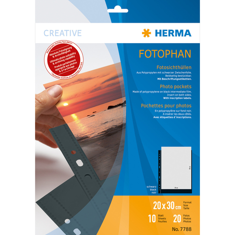 herma fotophan photo envelopes 20x30 cm high black 10 φάκελοι - μαύροι - διαφανείς - πορτρέτο - 230 mm - 310 mm - 10 τεμάχια