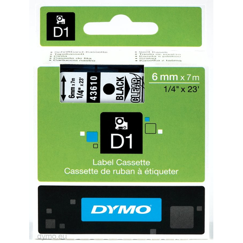 dymo d1 - αυτοκόλλητες ετικέτες - μαύρο σε διάφανο