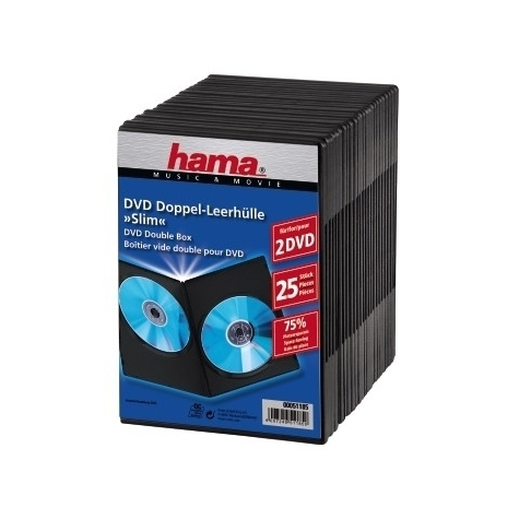 hama dvd slim double-box 25 - μαύρο 2 δίσκοι μαύρο