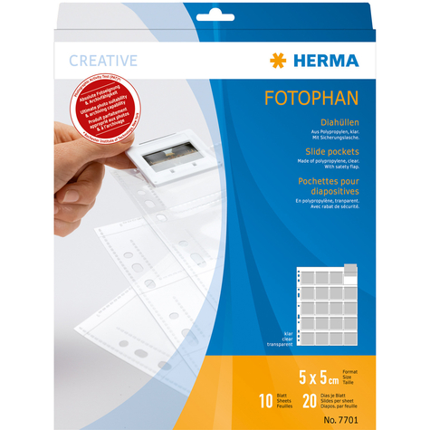 Herma θήκες διαφανειών για διαφάνειες 35mm - foil clear 10 θήκες - διαφανές - πολυπροπυλένιο (pp) - 50 x 50 mm