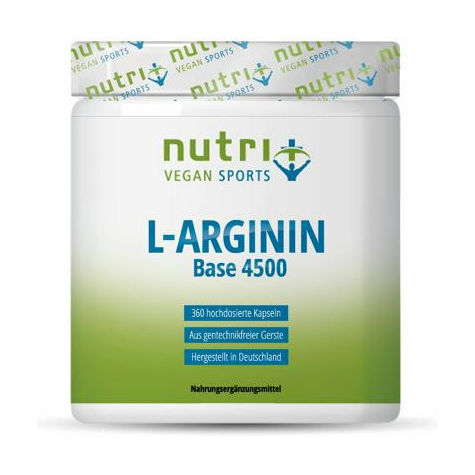nutri+ vegan κάψουλες βάσης l-αργινίνης, 360 κάψουλες