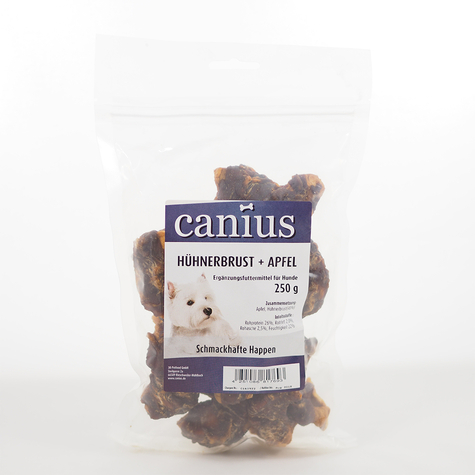 canius snacks,cani. στήθος κοτόπουλου+μήλο 250g