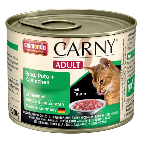 animonda γάτα carny, carny ενηλίκων βοδινό κρέας+ γαλοπούλα+ka.200gd