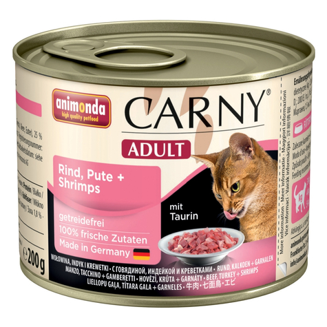 animonda γάτα carny, carny ενηλίκων βοδινό κρέας+ γαλοπούλα+sh.200gd