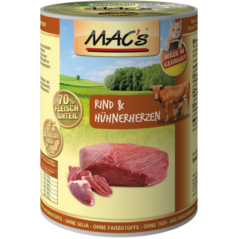 mac's, macs cat beef-chicken heart.400gd