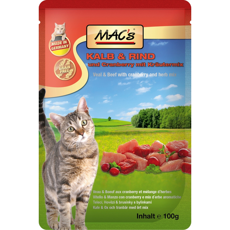 mac's,macs cat cranberry μοσχάρι γάτας 100gp