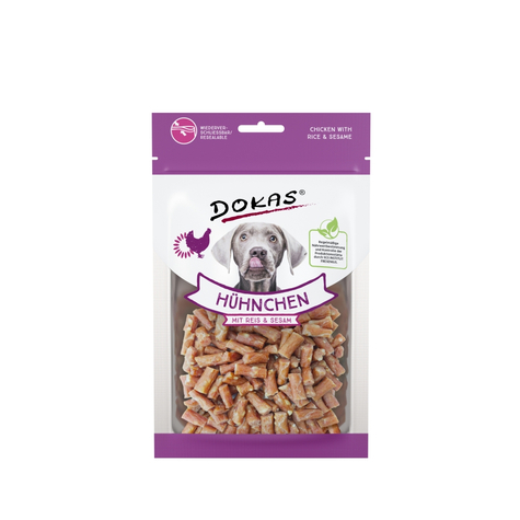 dokas dry snacks,dokas dog κοτόπουλο+ρύζι+σάμι 70g