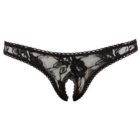 Strings Tangs For Her : Black Thong Open Crotch