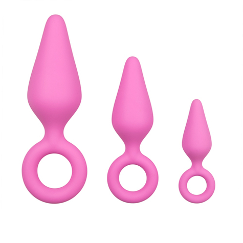 βύσμα πρωκτού : ροζ βύσματα πισινού με σετ δαχτυλιδιών έλξης