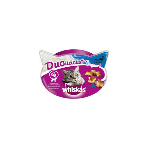 whiskas snack duolicious με σολομό & γιαούρτι 66g