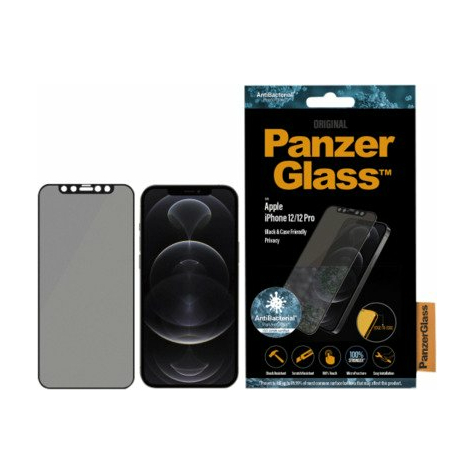 panzerglass apple iphone 12/12 pro cf antibacterial privacy e-to-e, μαύρο