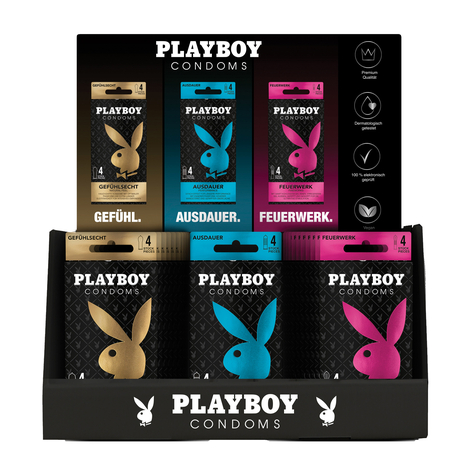 προφυλακτικά playboy 4-pack.-counter display (30 τεμάχια περιεχόμενο)
