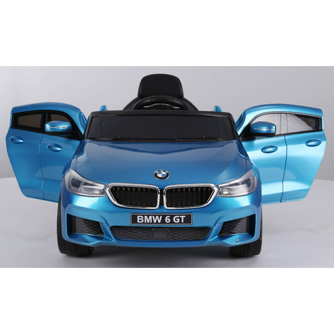 kinderfahrzeug - elektro auto bmw 6gt - lizenziert - 12v, 2 motoren+ 2,4ghz+ ledersitz+eva+ lackiert blau