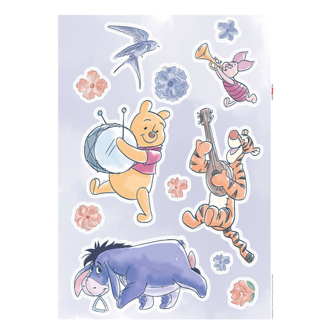 Τατουάζ τοίχου - Winnie the Pooh Flowers & Music - μέγεθος 50 x 70 cm