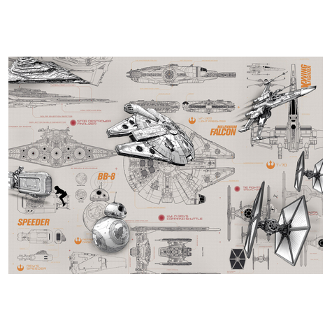 Χαρτί φωτογραφία ταπετσαρία - STAR WARS Blueprints - Μέγεθος 368 x 254 cm