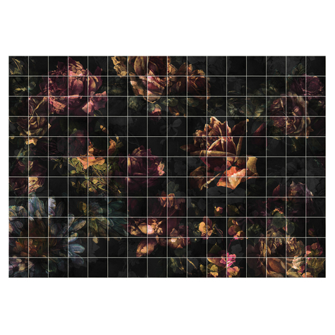Μη υφασμένη ταπετσαρία φωτογραφιών - Πλακάκια Λουλούδια - μέγεθος 400 x 280 cm