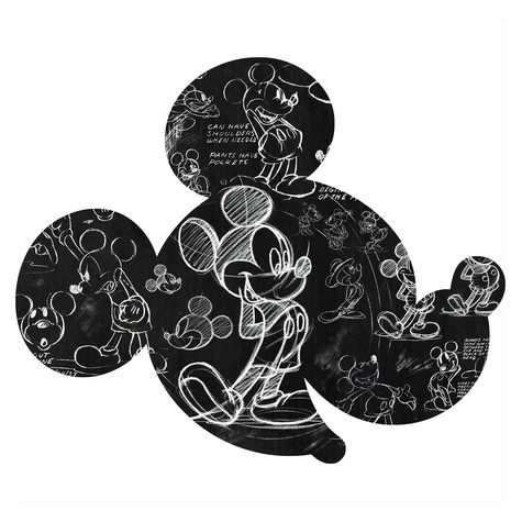 Αυτοκόλλητη Μη υφασμένη ταπετσαρία φωτογραφιών/τατουάζ τοίχου - Εικονογράφηση Mickey Head - μέγεθος 125 x 125 cm
