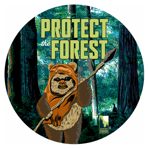 Αυτοκόλλητη Μη υφασμένη ταπετσαρία φωτογραφιών/τατουάζ τοίχου - Star Wars Protect the Forest - μέγεθος 125 x 125 cm