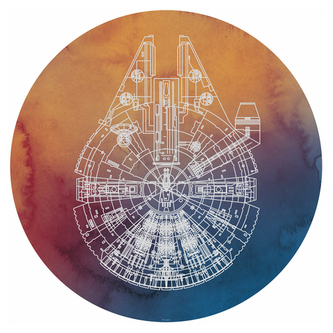 Αυτοκόλλητη Μη υφασμένη ταπετσαρία φωτογραφιών/τατουάζ τοίχου - Star Wars Millennium Falcon - μέγεθος 125 x 125 cm