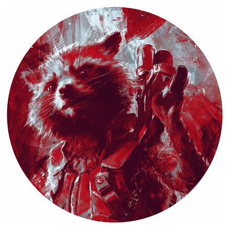 Αυτοκόλλητη Μη υφασμένη ταπετσαρία φωτογραφιών/τατουάζ τοίχου - Avengers Painting Rocket Raccoon - μέγεθος 125 x 125 cm