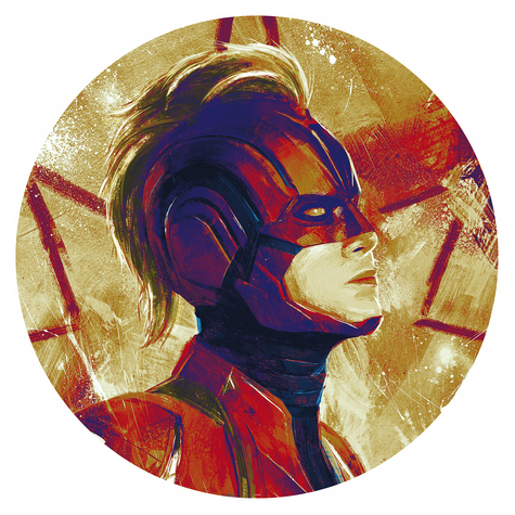 Αυτοκόλλητη Μη υφασμένη ταπετσαρία φωτογραφιών/τατουάζ τοίχου - Avengers Painting Captain Marvel Helmet - μέγεθος 125 x 125 cm