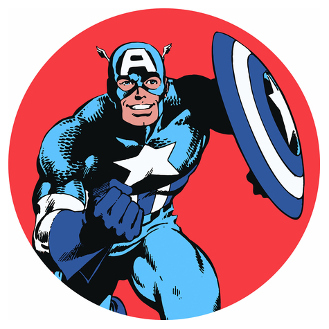 Αυτοκόλλητη Μη υφασμένη ταπετσαρία φωτογραφιών/τατουάζ τοίχου - Marvel PowerUp Captain America - μέγεθος 125 x 125 cm