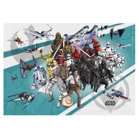 Μη υφασμένη ταπετσαρία φωτογραφιών - Star Wars Cartoon Collage Wide - μέγεθος 400 x 280 cm