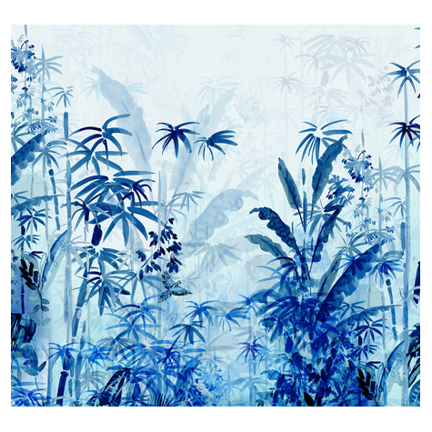 Μη υφασμένη ταπετσαρία φωτογραφιών - Μπλε ζούγκλα - Μέγεθος 300 x 280 cm