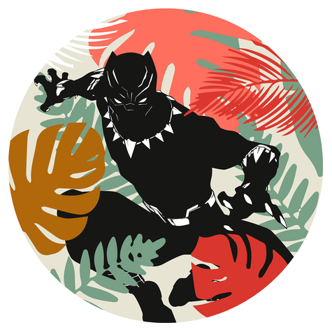 Αυτοκόλλητη Μη υφασμένη ταπετσαρία φωτογραφιών/τατουάζ τοίχου - Winter Tropics Black Panther - μέγεθος 125 x 125 cm