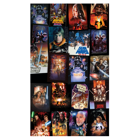 Μη υφασμένη ταπετσαρία φωτογραφιών - Star Wars Posters Collage - μέγεθος 120 x 200 cm