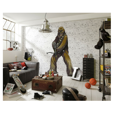 Αυτοκόλλητη Μη υφασμένη ταπετσαρία φωτογραφιών/τατουάζ τοίχου - Star Wars XXL Chewbacca - μέγεθος 127 x 200 cm